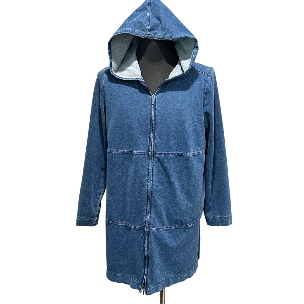 Pure J Jill Denim Soft Lightweight Zip Up Jacket Indigo Size L